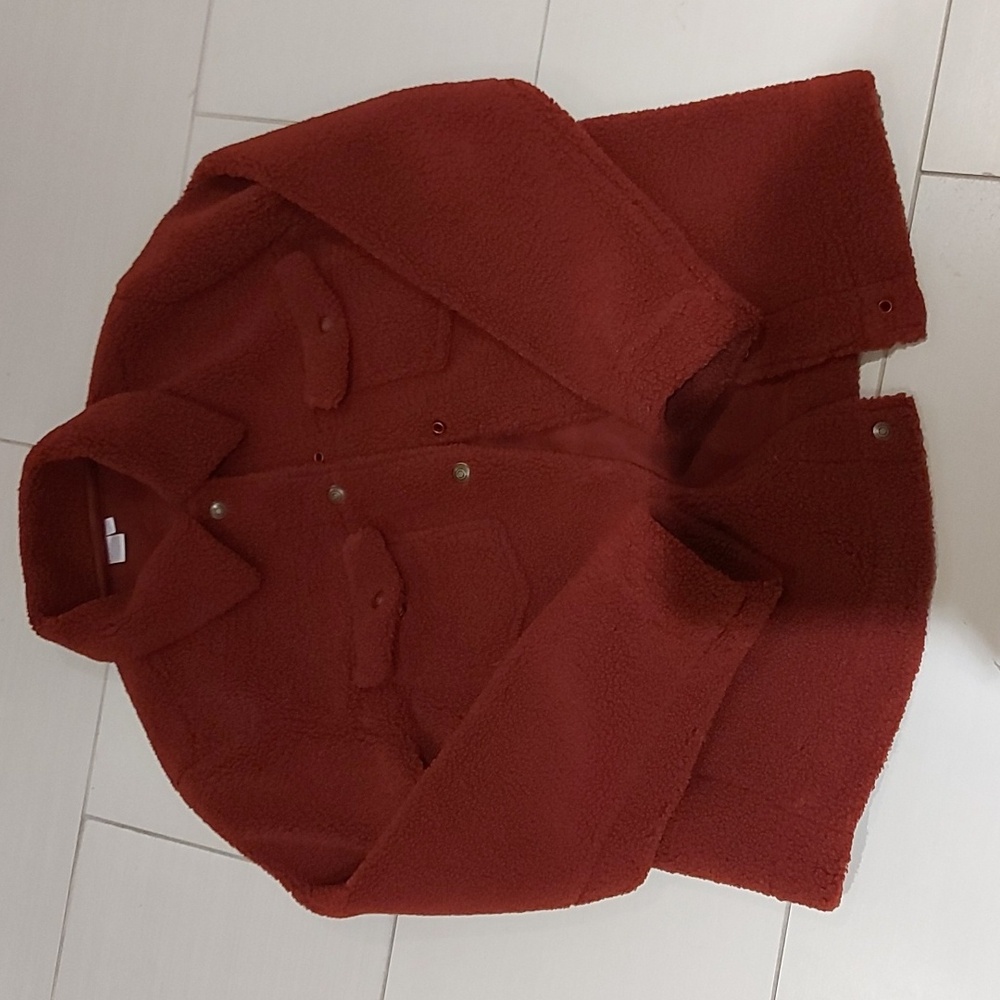 Cozy Simons Twik oversized teddy jacket burdungy